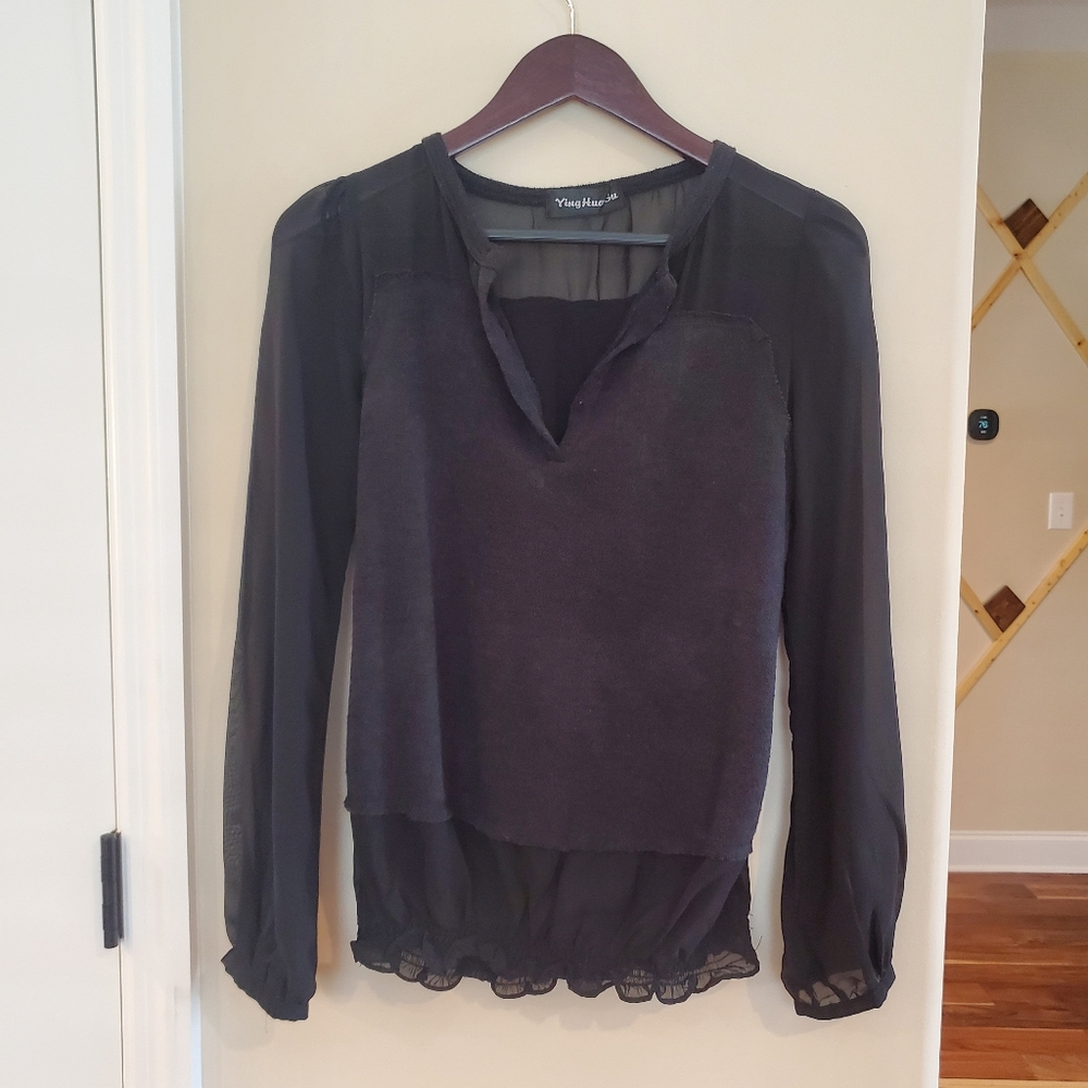 Black Sheer Women's Blouse